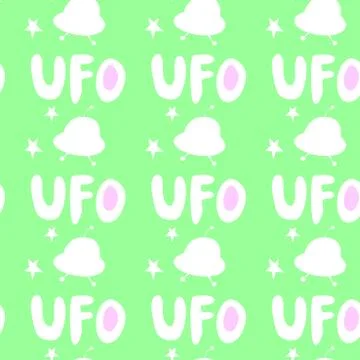 Seamless pattern with Flying Saucers, UFO. Vector background and texture for  Stock Illustration