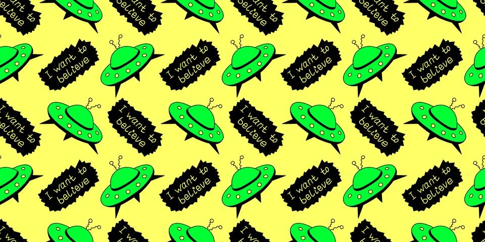 Seamless pattern with Flying Saucers, UFO. Vector background and texture for  Stock-Illustration