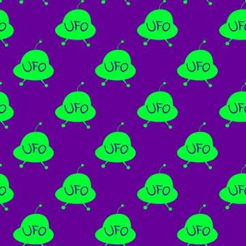Seamless pattern with Flying Saucers, UFO. Vector background and texture for  イラスト素材