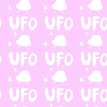 Seamless pattern with Flying Saucers, UFO. Vector background and texture for  Stock Illustration