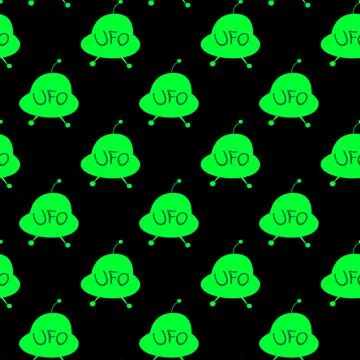 Seamless pattern with Flying Saucers, UFO. Vector background and texture for  Stock Illustration