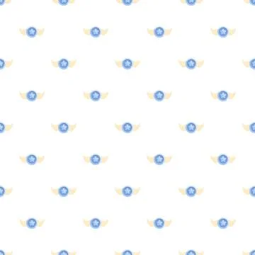 Seamless pattern with flying star achievement medallions Stock Illustration