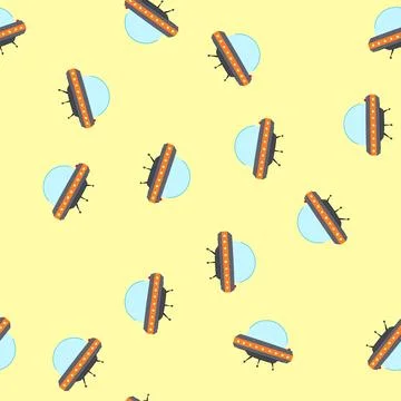 Seamless pattern flying ufo ship cartoon vector Illustrazione stock