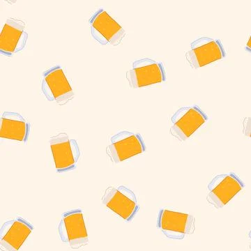 Seamless pattern foam beer cup cartoon vector Stock Illustration