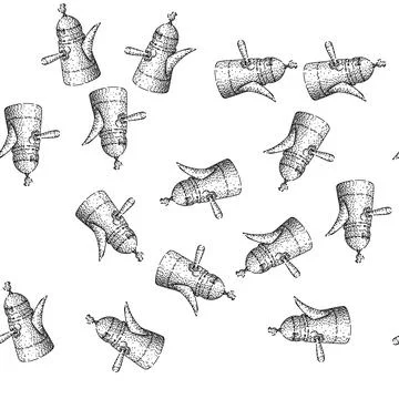 Seamless pattern foam cezve turkish coffee sketch hand drawn black Stock Illustration