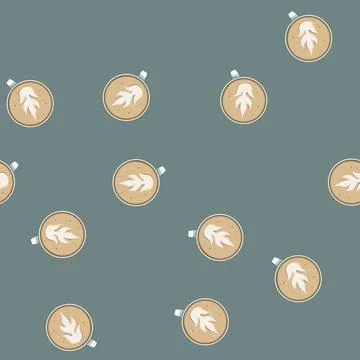Seamless pattern foam latte art coffee cartoon vector Stock Illustration
