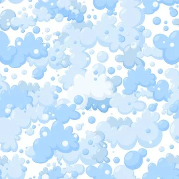 Seamless pattern with foam made of soap or clouds isolated in white background イラスト素材