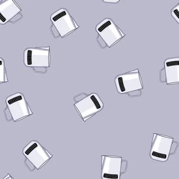 Seamless pattern foam milk frothing pitcher cartoon vector Stock Illustration