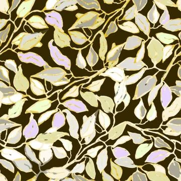 Seamless pattern with foliage and plants Illustrazione stock