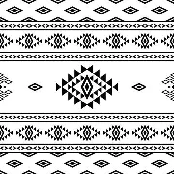 Seamless pattern in folk art style. Aztec Navajo and Native American motifs. Stock Illustration