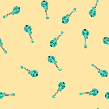 Seamless pattern folk mandolin cartoon vector Illustrazione stock
