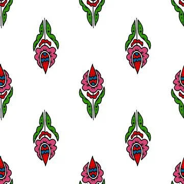 Seamless pattern. Folk ornament. Pattern in hand drawn style Stock Illustration