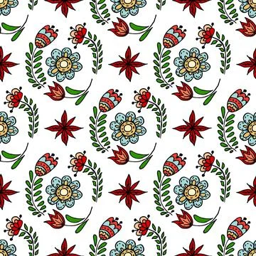 Seamless pattern. Folk ornament. Pattern in hand drawn style Stock Illustration