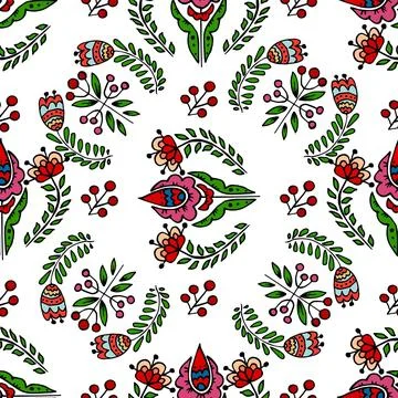 Seamless pattern. Folk ornament. Pattern in hand drawn style Stock Illustration