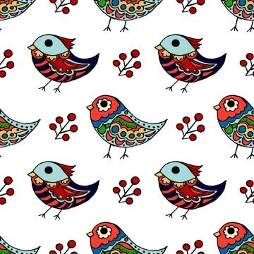 Seamless pattern. Folk ornament. Pattern in hand drawn style Stock Illustration