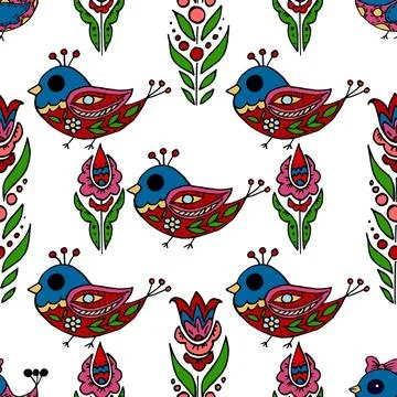 Seamless pattern. Folk ornament. Pattern in hand drawn style Stock Illustration