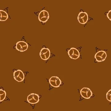 Seamless pattern food bread character cartoon vector Stock Illustration