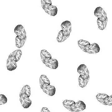 Seamless pattern food chicken nuggets sketch hand drawn Stock Illustration