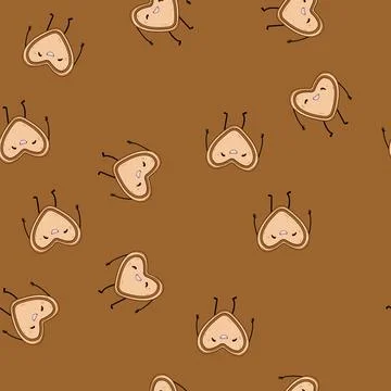 Seamless pattern food cookie character cartoon vector Stock Illustration