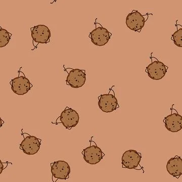 Seamless pattern food dessert character cartoon vector Stock Illustration