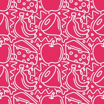 Seamless pattern food doodles Stock Illustration
