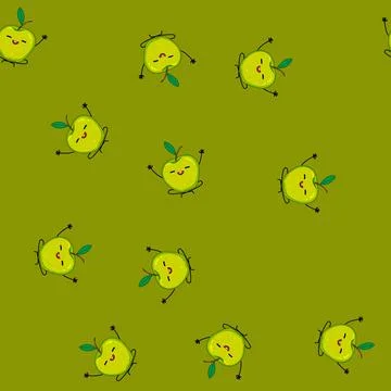 Seamless pattern food fruit vegetable character cartoon vector Stock Illustration