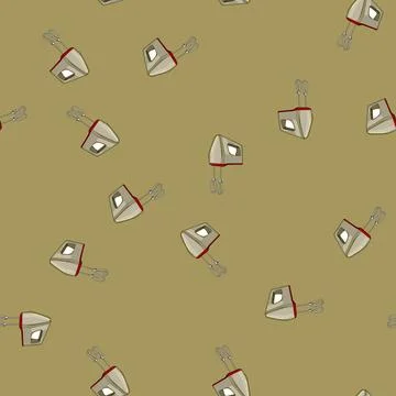 Seamless pattern food hand mixer cartoon vector Stock Illustration