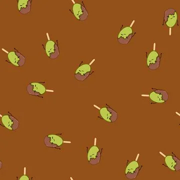Seamless pattern food ice cream character cartoon vector Stock Illustration