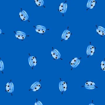 Seamless pattern food macaron character cartoon vector Stock Illustration