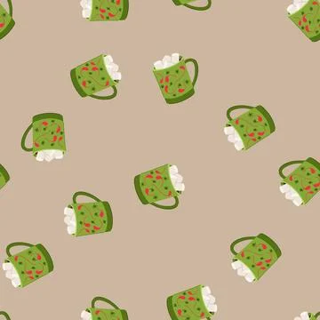 Seamless pattern food marshmallow cup cartoon vector 库存插图