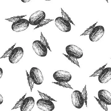 Seamless pattern food nutmeg spice sketch hand drawn Stock Illustration