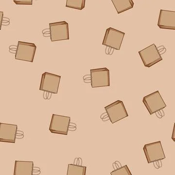 Seamless pattern food paper lunch bag cartoon vector Stock Illustration