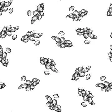 Seamless pattern food pine nut sketch hand drawn Stock Illustration