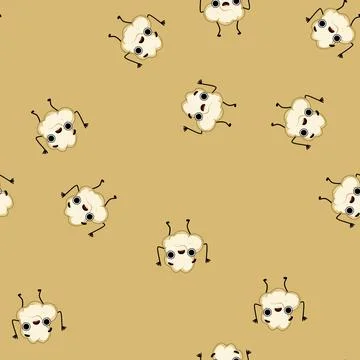 Seamless pattern food popcorn character cartoon vector イラスト素材