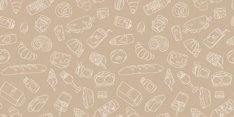 Seamless pattern with food products Stock Illustration