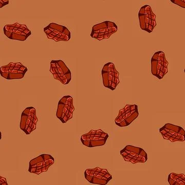 Seamless pattern food steak grill cartoon vector Stock Illustration