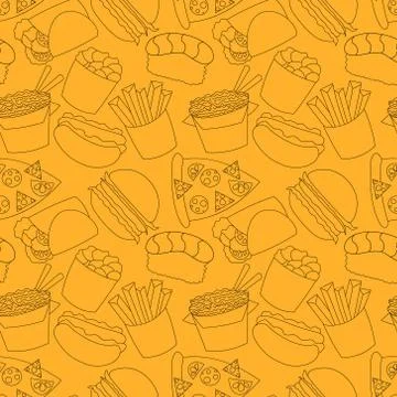 Seamless pattern with food take out away Stock Illustration