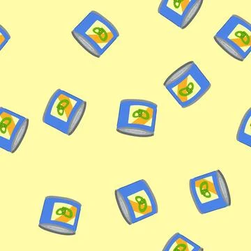 Seamless pattern food tin can cartoon vector Stock Illustration