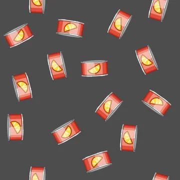 Seamless pattern food tin can cartoon vector Stock Illustration