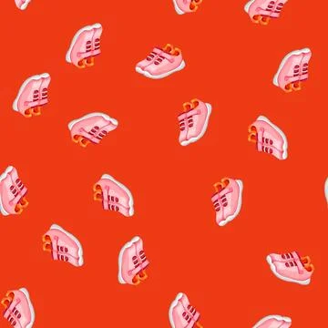 Seamless pattern foot kid shoes cartoon vector Illustrazione stock