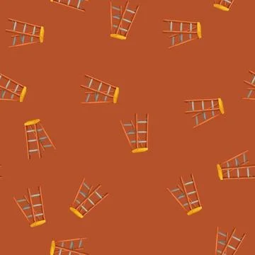 Seamless pattern foot step ladder safety cartoon vector イラスト素材