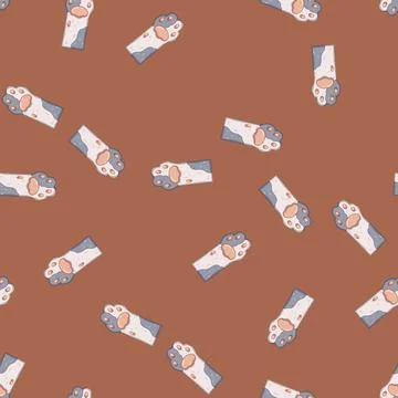 Seamless pattern footprint cat paw cartoon vector Illustrazione stock