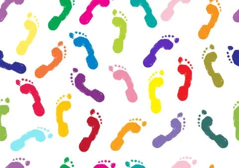 Seamless pattern. Footprints of human's bare feet. Vector illustration Stock Illustration