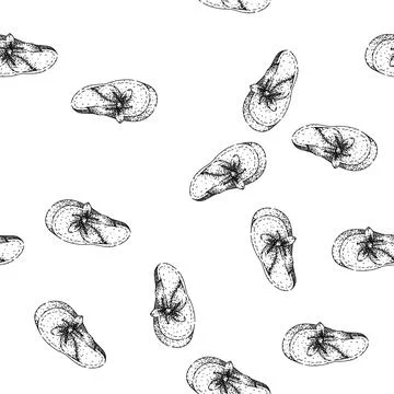 Seamless pattern footwear flip flops sketch hand drawn Stock Illustration