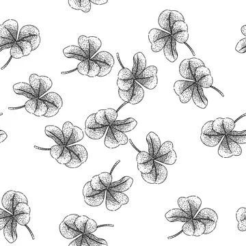 Seamless pattern forage clover sketch hand drawn Stock Illustration