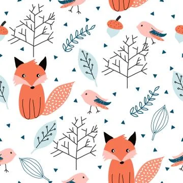 Seamless pattern with forest animals. Stock Illustration