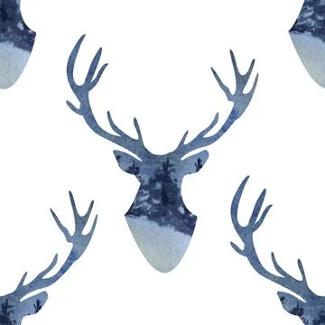 Seamless pattern with forest animals. Watercolor illustration on a white Stock Illustration