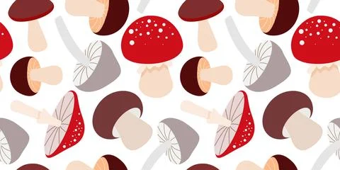 Seamless pattern with forest autumn mushrooms Illustrazione stock