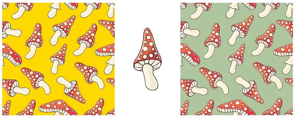 Seamless pattern with forest mushrooms. Set Autumn motives. Can be used for f Illustrazione stock