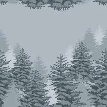 Seamless pattern with a forest. Vector illustration Illustrazione stock